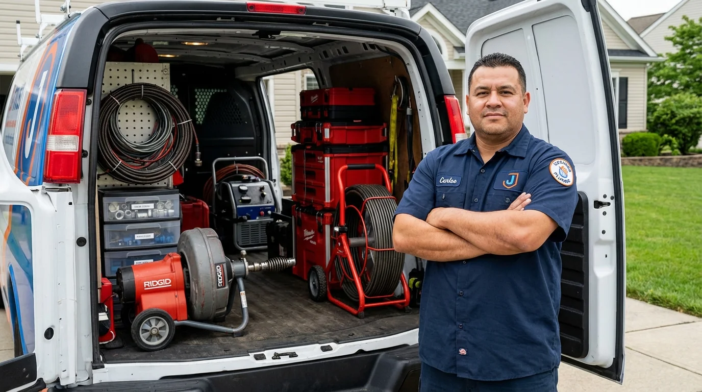Professional drain cleaning equipment and Johns Plumbing LLC plumber in Seabrook