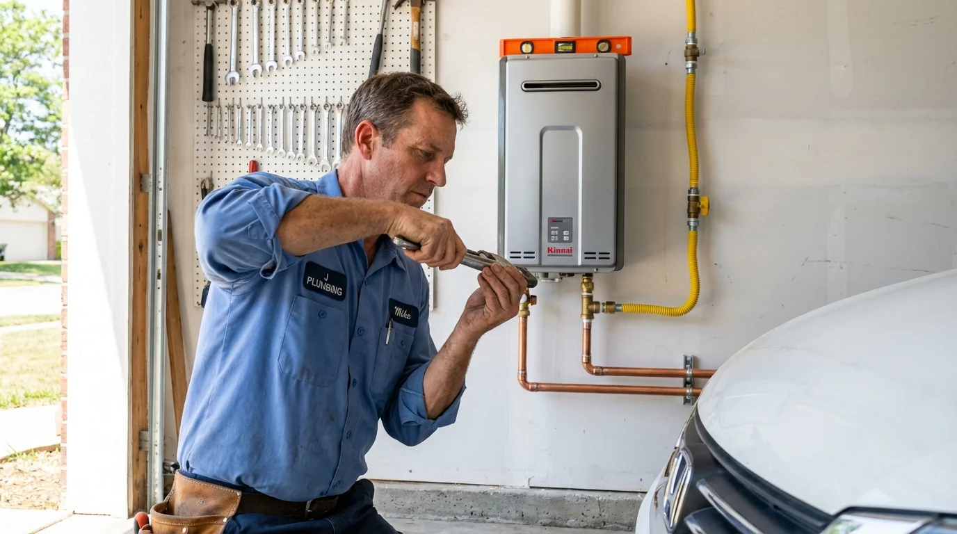 Tankless water heater installation by a Johns Plumbing LLC plumber in Seabrook